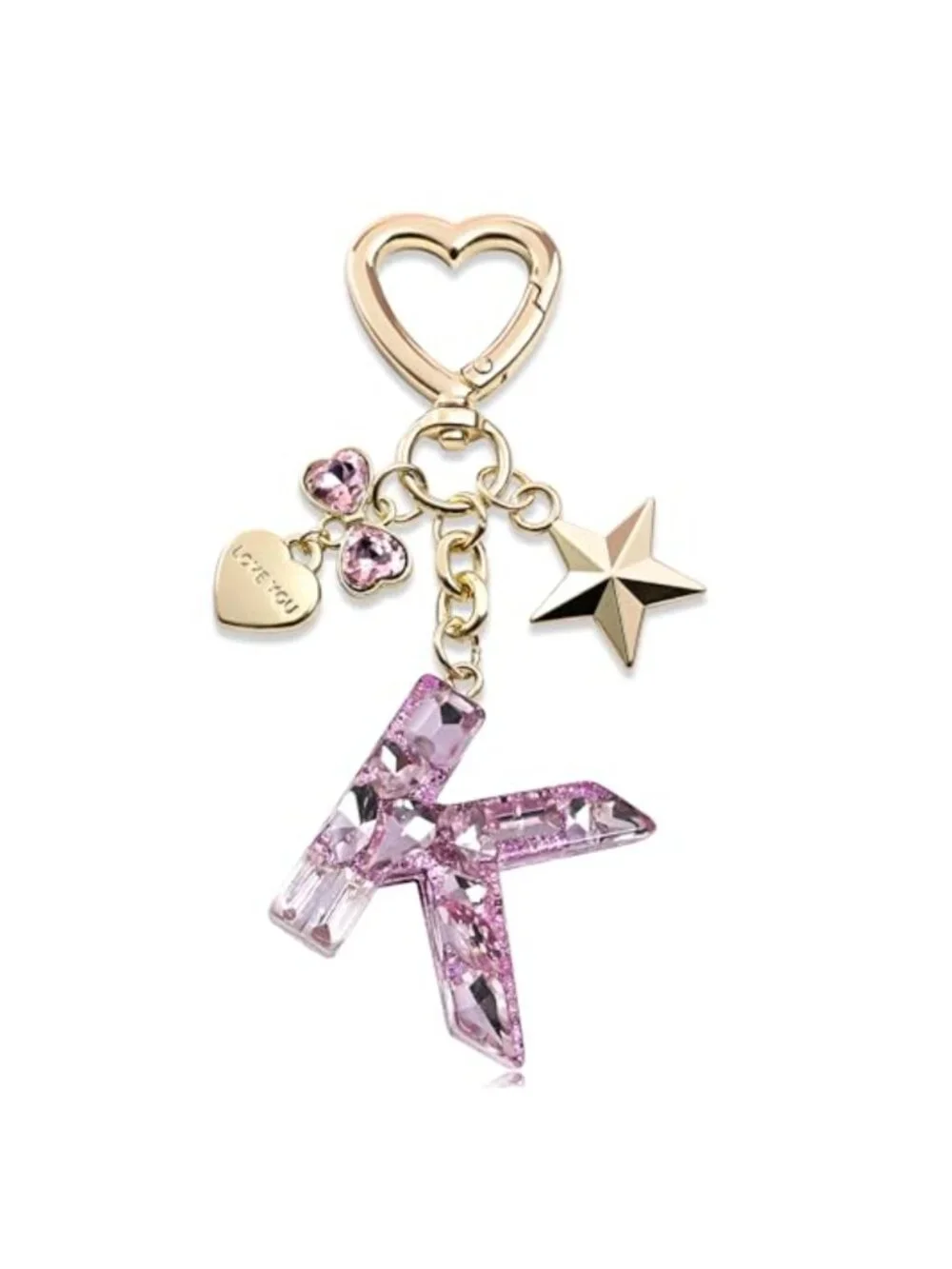 Crystal Rhinestone Butterfly Initial Letter Keychain for Purse & Bag Charm Women